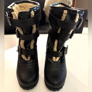 Kohl's SO Black and Cream Winter heel Boots